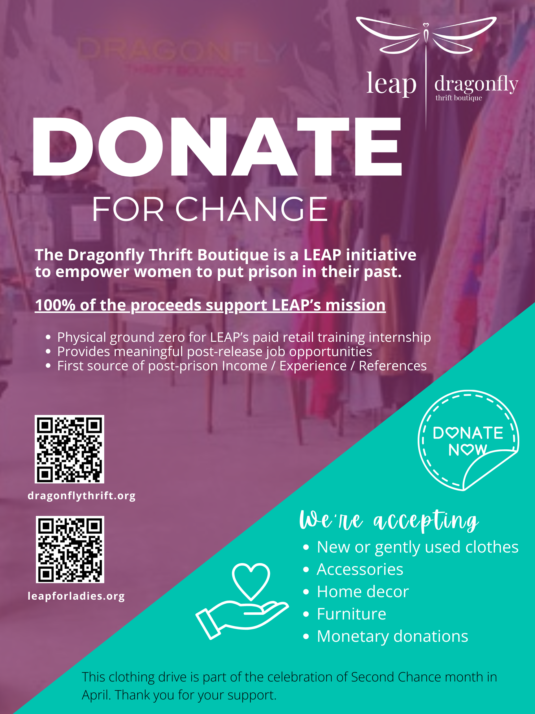 Second Chance Month Clothing Drive Begins @ LEAP Women's Reentry Hub